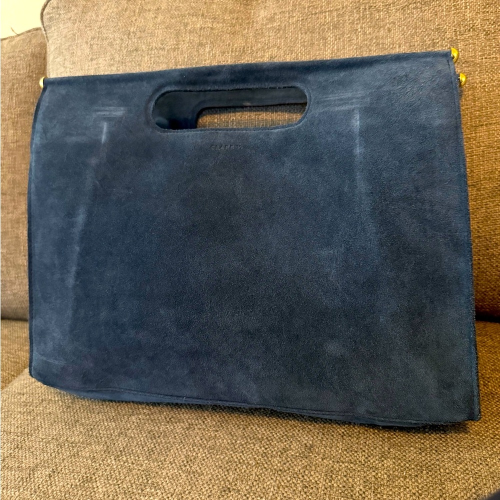 Clare V Blue Suede Top Handle Bag
